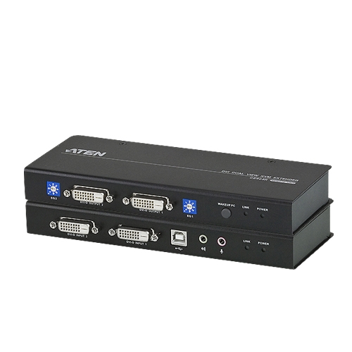 에이텐 CE604-AT-K DVI 듀얼뷰 KVM연장기 리피터 원격제어 모니터링 RS232지원