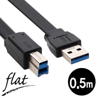 NETmate 강원전자 NMC-UB305F USB3.0 AM-BM FLAT 케이블 0.5m (블랙)