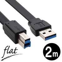 NETmate 강원전자 NMC-UB320F USB3.0 AM-BM FLAT 케이블 2m (블랙)