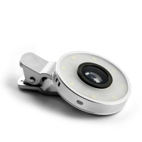 Coms 컴스 ITB856 스마트폰 카메라 확대경 (Fish Eye) LED 라이트 셀카 렌즈, Silver, 피쉬아이