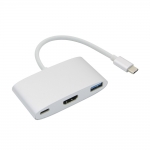 Coms 컴스 FW598 USB 3.1(Type-C) 컨버터, Silver / Type-C to HDMI 변환+C(충전)+USB3.0(F)