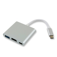 Coms 컴스 IB085 USB 3.1 컨버터(Type C) HDMI 변환, Silver / Type C TO HDMI+C(충전)+USB3.0(F),4K2K