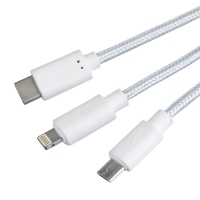 Coms 컴스 IB587 USB 3.1 케이블(Type C), 3in1/20cm/Y형, Micro 5P/Lightning