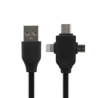 Coms 컴스 IT258 USB 3.1 케이블 3 in 1(USB to Type C/Micro 5P/Lighting) 1M/Black