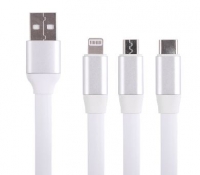 Coms 컴스 IF149 USB 3.1 케이블(Type C) 3 in 1, 8Pin/Micro/Type-C , flat형, 125cm