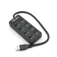 Coms 컴스 BT412 USB 허브 3.0 (4포트/무전원) 개별스위치 30cm