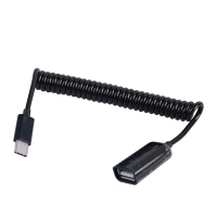 Coms 컴스 NT946 USB 3.1 OTG젠더(Type C) USB 2.0 A(F) 20~30cm - 스프링 타입, Black